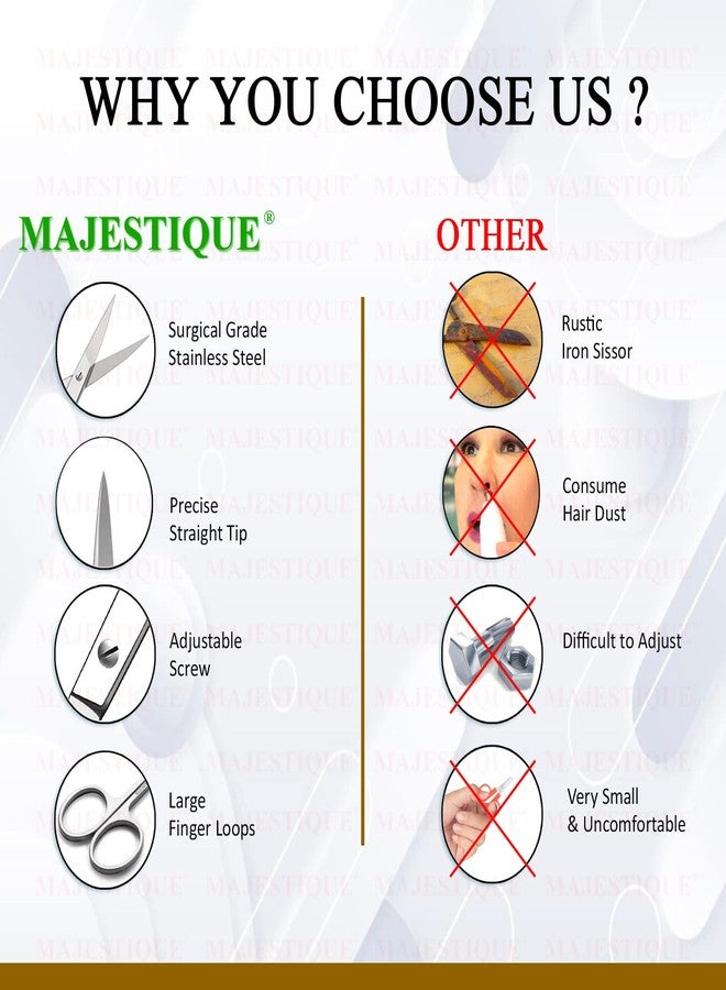 MAJESTIQUE Nail Scissors For Fingernails, Shaving, Moustache, Beard, Eyebrow And Toenails - Sharp Cuticle Scissors Professional Trimming- 100% Stainless Steel Manicure Small Scissor For Men And Women - Image 4